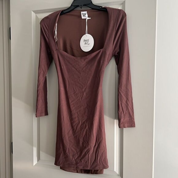 Princess Polly • Nolan brown ribbed mini dress - Picture 6 of 10